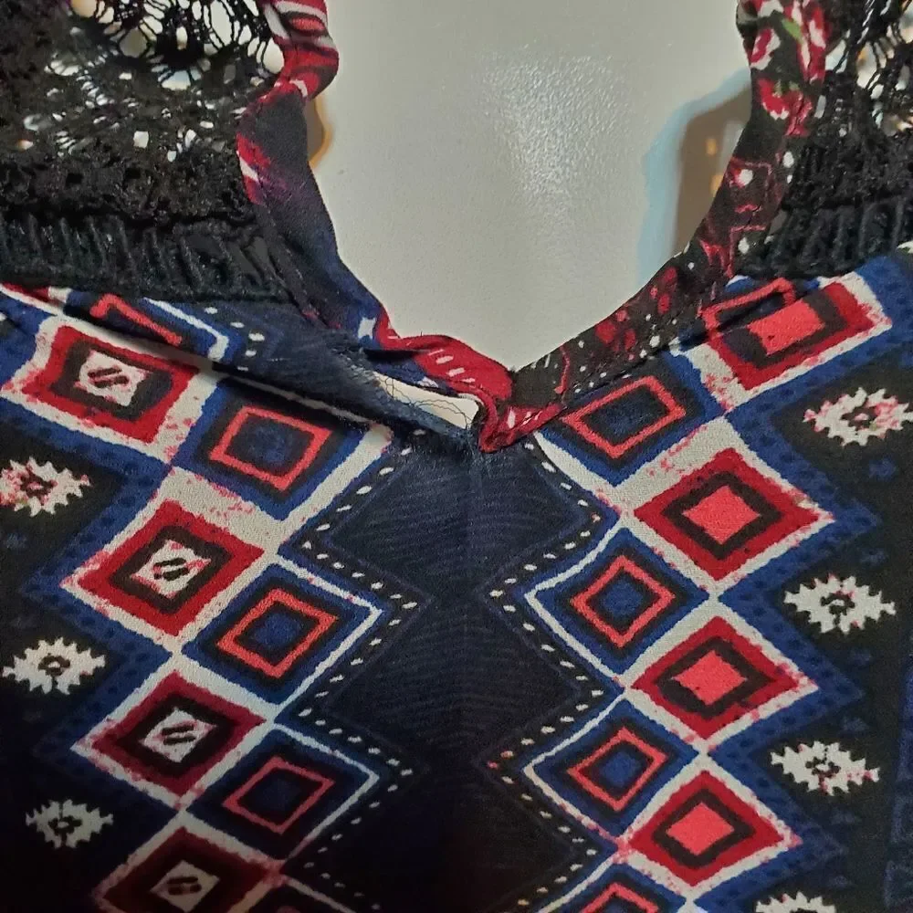 Rewind Patterned Top with Lace (S) - Picture 6 of 6